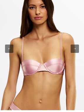 Satin Light Pink Swim Bra with Underwire Support